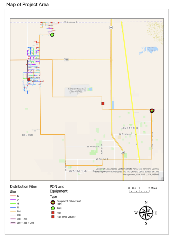 Antelope Valley fiber project map