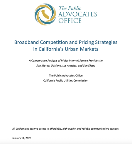 Coversheet of CPUC study on Broadband Competition and Pricing Strategies in California's Urban Markets