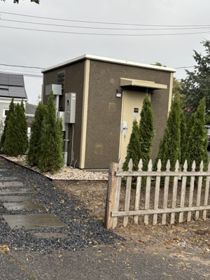 A fiber hut building in Falmouth