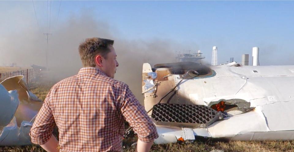 Elon Musk surveys damage after one of Space X rockets exploded