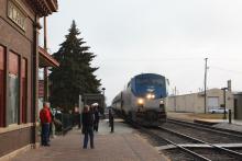 Train rolls into Plano in Kendall County, IL