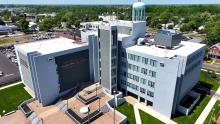 Daytime aerial view of Vineland NJ municipal building 